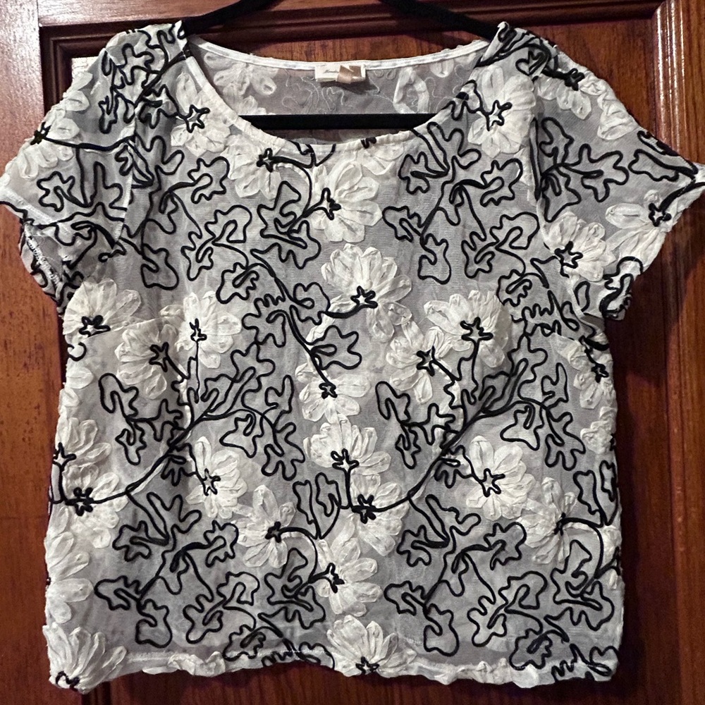 Meadow Rue Cream Boxy Embellished Blouse